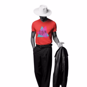 90er Klassisches Männer-T-Shirt mit V-Ausschnitt