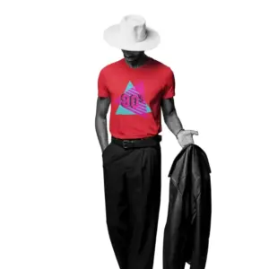 90er Klassisches Männer-T-Shirt mit V-Ausschnitt