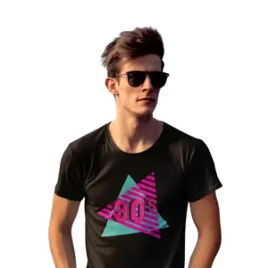 90er Klassisches Männer-T-Shirt mit V-Ausschnitt