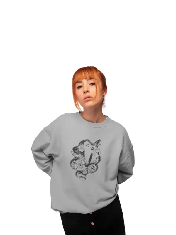 Frau Schlange Cropped Frauen Bio-Sweatshirt