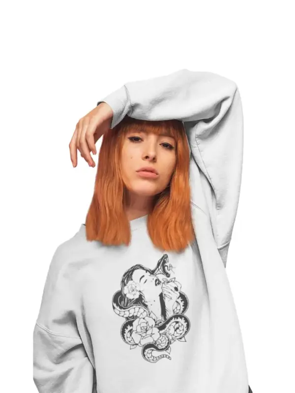 Frau Schlange Cropped Frauen Bio-Sweatshirt