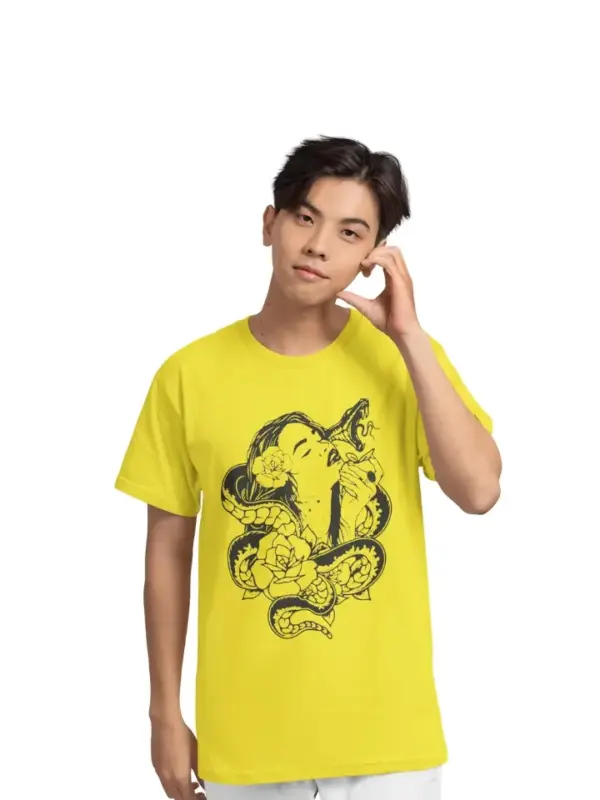 Frau mit Schlange Teenager Heavy Cotton T-Shirt