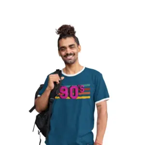 Retro 90s Männer Kontrast-T-Shirt