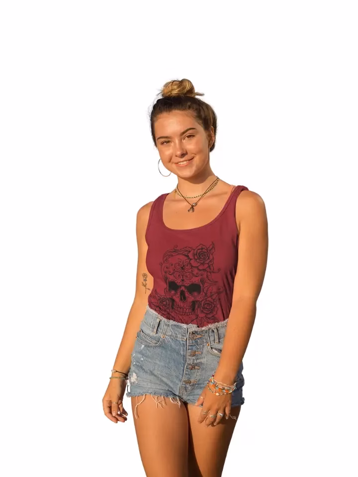 Totenkopf Blumen Frauen Premium Tank Top
