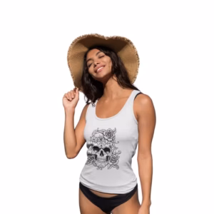 Totenkopf Blumen Frauen Premium Tank Top