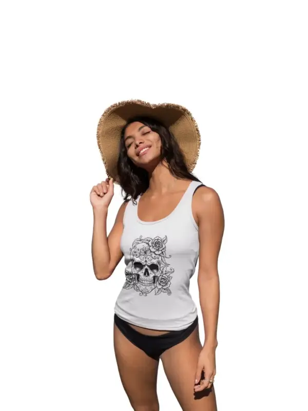 Totenkopf Blumen Frauen Premium Tank Top