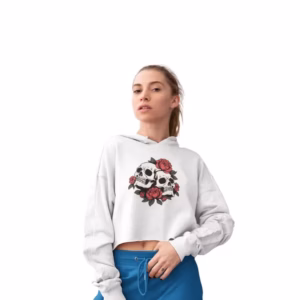 Totenkopf Cropped Frauen Hoodie