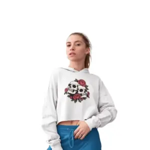Totenkopf Cropped Frauen Hoodie