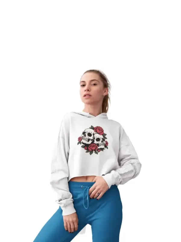 Totenkopf Cropped Frauen Hoodie