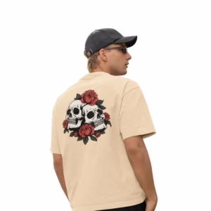 Totenkopf mit Rose Oversized Bio T-Shirt