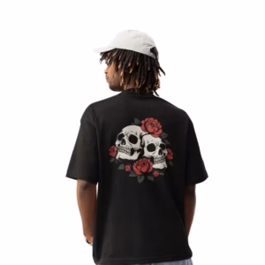 Totenkopf mit Rose Oversized Bio T-Shirt