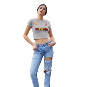 Espana WM Espana WM Espana WM Design anpassen und Text hinzufügen Füge Text hinzu oder passe Position und Größe des Designs an Espana WM Cropped Frauen Baby-Tee mit 34 Ärmel
