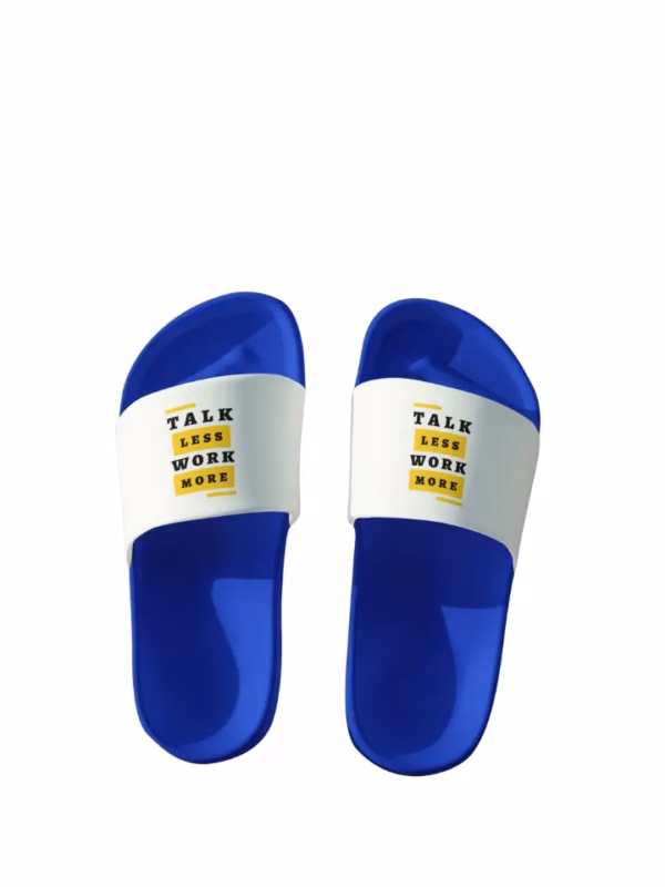 talk less work more Frauen Badelatschen