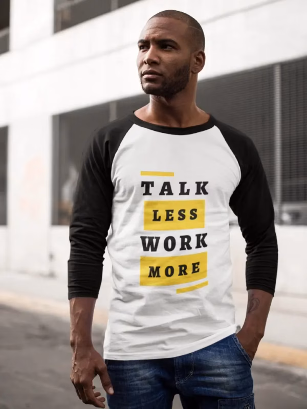 talk less work more Maenner Baseballshirt langarm