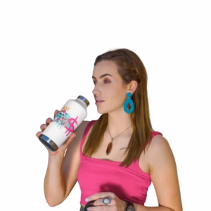 Money Bear Trinkflasche mit integriertem Trinkhalm