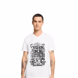 Fashion Online Stores Maenner Premium Bio T-Shirt mit V-Ausschnitt