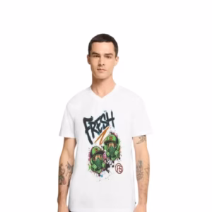 Fresh Maenner Premium Bio T-Shirt mit V-Ausschnitt