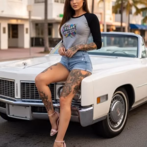 ITALIA la dolce vita Frauen Cropped Baseball T-Shirt