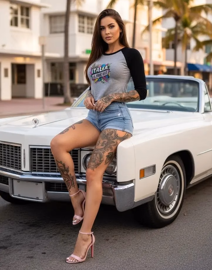 ITALIA la dolce vita Frauen Cropped Baseball T-Shirt