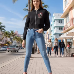 memento mori skull cropped kapuzenjacke